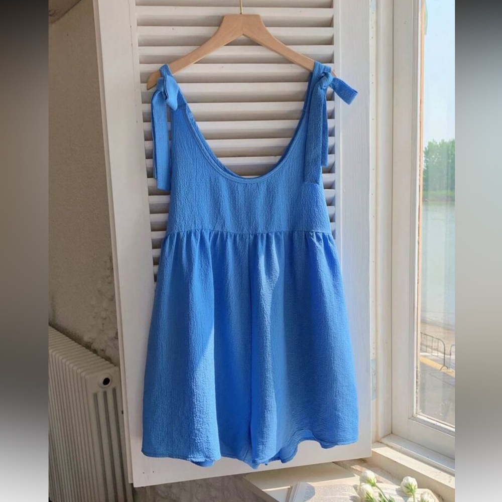 Blue Sleeveless Women's Romper